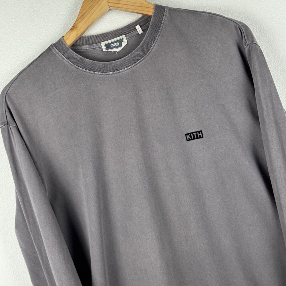 Kith Long Sleeve Lax Tee Long Sleeve Dark Grey Graphite Size Large